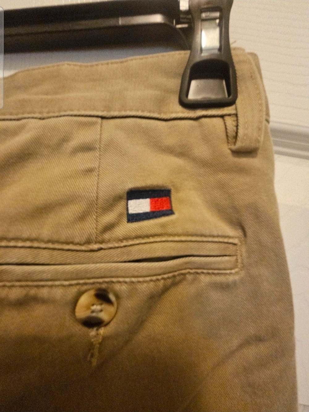Tommy Hilfiger Mens Tan Chino Pants with Signature Flag